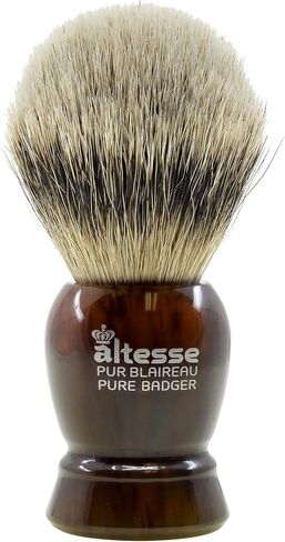 Altesse 75108 European Grey Badger Shaving Brush for Shave Cream, Shaving Soap, Shaving Cream Foam and Lather for Wet Shave With Shaving Razor, Safety Razor, and Straight Razor. Made in France in Saudi Arabia