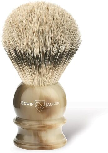 Edwin Jagger 1EJ462 Medium Silver Tip Badger Shaving Brush, Imitation Light Horn for use with Shaving Cream or Soap for Men in Saudi Arabia
