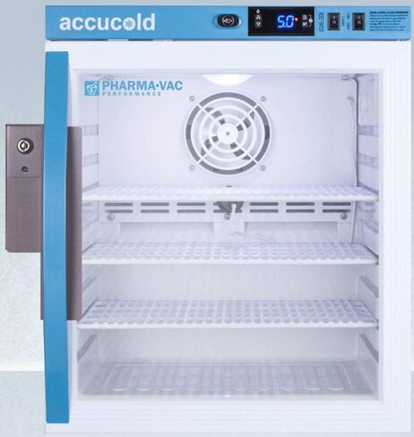 Summit Appliance ARG1PV Pharma-Vac Performance Series 1 Cu.Ft. Countertop Compact Vaccine Commercial All-refrigerator with Glass Door, Automatic Defrost, Digital Thermostat and White Cabinet in Kuwait