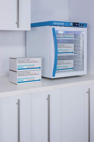 Summit Appliance ARG1PV Pharma-Vac Performance Series 1 Cu.Ft. Countertop Compact Vaccine Commercial All-refrigerator with Glass Door, Automatic Defrost, Digital Thermostat and White Cabinet in Kuwait