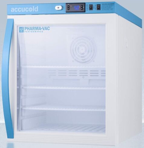 Summit Appliance ARG1PV Pharma-Vac Performance Series 1 Cu.Ft. Countertop Compact Vaccine Commercial All-refrigerator with Glass Door, Automatic Defrost, Digital Thermostat and White Cabinet in Kuwait