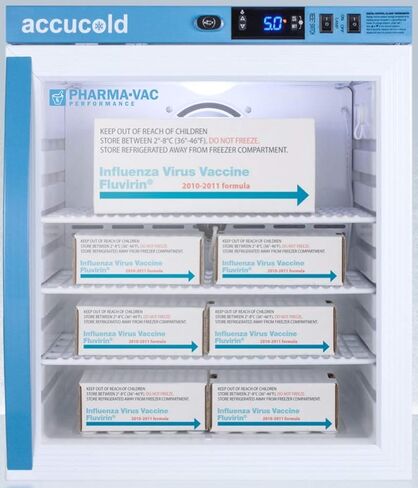 Summit Appliance ARG1PV Pharma-Vac Performance Series 1 Cu.Ft. Countertop Compact Vaccine Commercial All-refrigerator with Glass Door, Automatic Defrost, Digital Thermostat and White Cabinet in Kuwait