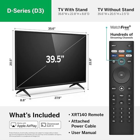 VIZO 32-inch D-Series Full HD 1080p Smart TV with Apple AirPlay and Smartcast, Alexa Compatibility, 2021 Model - D32f4-J01 (Renewed) in Kuwait