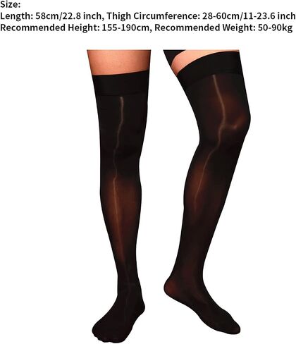 LiiYii Men's Sissy See-Through Thin Silk Stocking Stretchy Sheer Thigh High Socks Underwear in Saudi Arabia