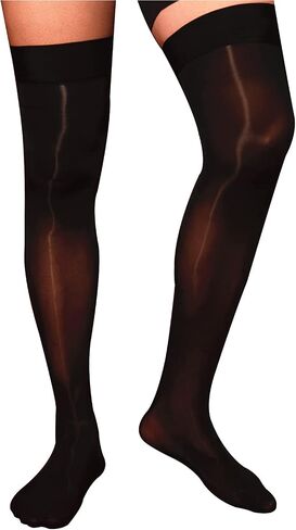 LiiYii Men's Sissy See-Through Thin Silk Stocking Stretchy Sheer Thigh High Socks Underwear in Saudi Arabia
