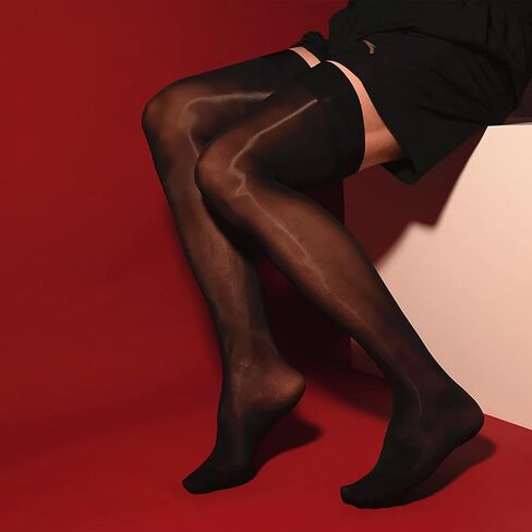 LiiYii Men's Sissy See-Through Thin Silk Stocking Stretchy Sheer Thigh High Socks Underwear in Saudi Arabia