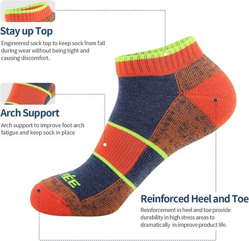 JOYNÉE Mens Low Cut Athletic Cushion Socks Comfort Running Ankle Socks with Moisture Wicking 6 Pack in Saudi Arabia