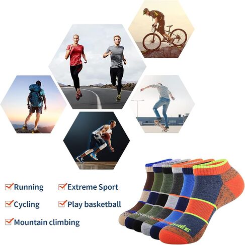 JOYNÉE Mens Low Cut Athletic Cushion Socks Comfort Running Ankle Socks with Moisture Wicking 6 Pack in Saudi Arabia