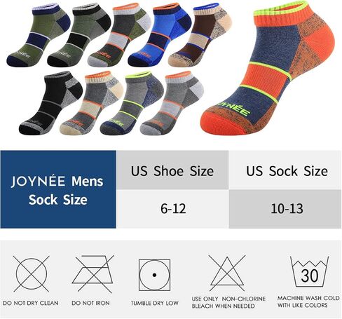 JOYNÉE Mens Low Cut Athletic Cushion Socks Comfort Running Ankle Socks with Moisture Wicking 6 Pack in Saudi Arabia