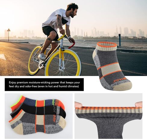 JOYNÉE Mens Low Cut Athletic Cushion Socks Comfort Running Ankle Socks with Moisture Wicking 6 Pack in Saudi Arabia