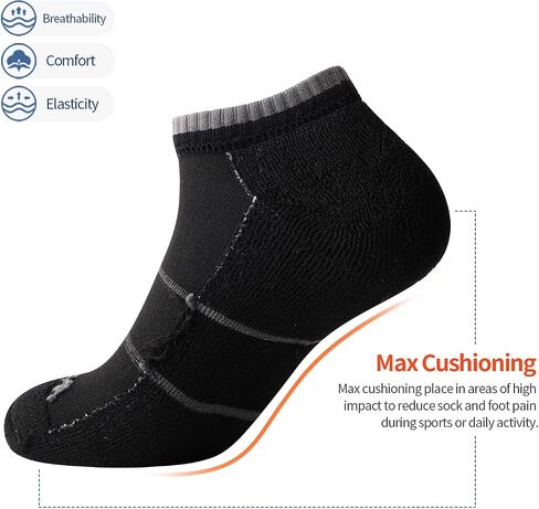 JOYNÉE Mens Low Cut Athletic Cushion Socks Comfort Running Ankle Socks with Moisture Wicking 6 Pack in Saudi Arabia