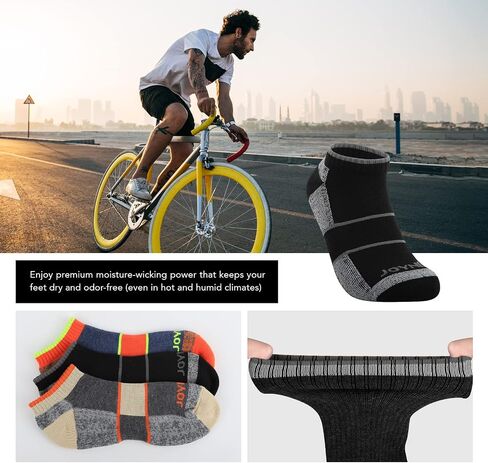 JOYNÉE Mens Low Cut Athletic Cushion Socks Comfort Running Ankle Socks with Moisture Wicking 6 Pack in Saudi Arabia