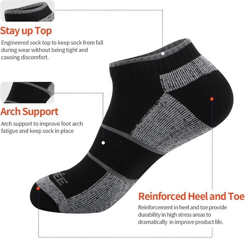 JOYNÉE Mens Low Cut Athletic Cushion Socks Comfort Running Ankle Socks with Moisture Wicking 6 Pack in Saudi Arabia