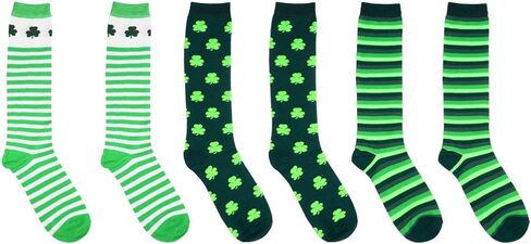 NUOBESTY 3 Pairs St Patricks Day Socks Green Socks Stretchable Clover Socks in Saudi Arabia