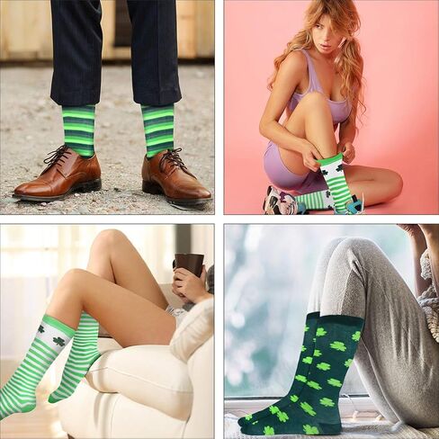 NUOBESTY 3 Pairs St Patricks Day Socks Green Socks Stretchable Clover Socks in Saudi Arabia