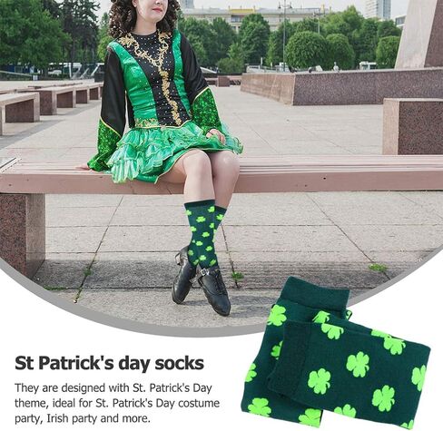 NUOBESTY 3 Pairs St Patricks Day Socks Green Socks Stretchable Clover Socks in Saudi Arabia