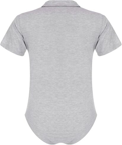 XUNZOO Men Adult Short Sleeve Collared Shirts Cotton Stretch Crotch Button Bodysuit Romper Undershirt in Kuwait