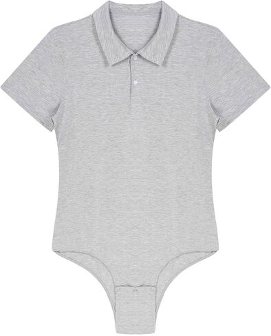 XUNZOO Men Adult Short Sleeve Collared Shirts Cotton Stretch Crotch Button Bodysuit Romper Undershirt in Kuwait