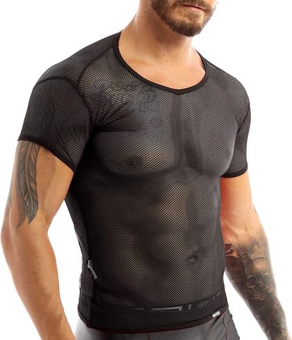 iEFiEL Men Fashion Sexy Mesh See Through T-Shirt Gym Training Workout Tank Top Vest Shirt Clubwear in Saudi Arabia
