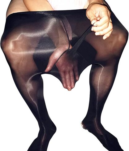 HIMEALAVO Men's Sexy jj Set of Oil Bright Pantyhose Ice Silk Stockings god Pants in Saudi Arabia