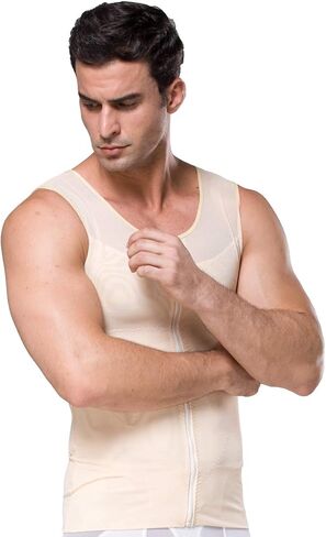BaronHong Original Zip Up Men's Chest Compression Shirt to Hide Gynecomastia Moobs in Kuwait