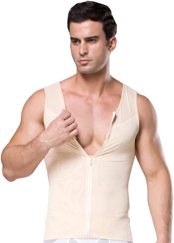 BaronHong Original Zip Up Men's Chest Compression Shirt to Hide Gynecomastia Moobs in Kuwait