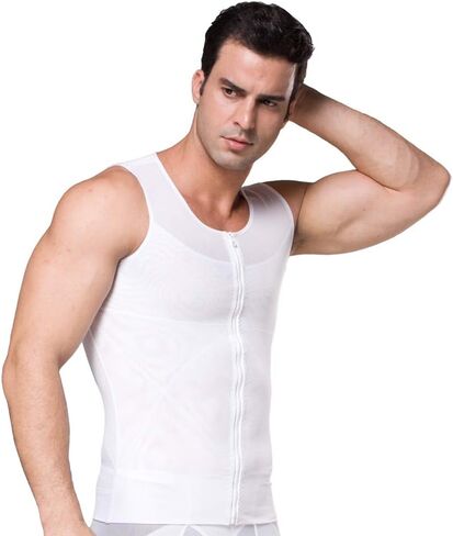 BaronHong Original Zip Up Men's Chest Compression Shirt to Hide Gynecomastia Moobs in Kuwait