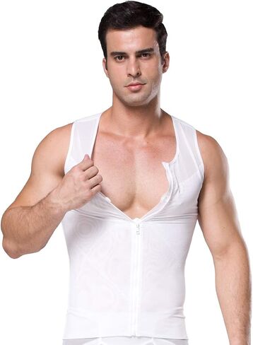 BaronHong Original Zip Up Men's Chest Compression Shirt to Hide Gynecomastia Moobs in Kuwait