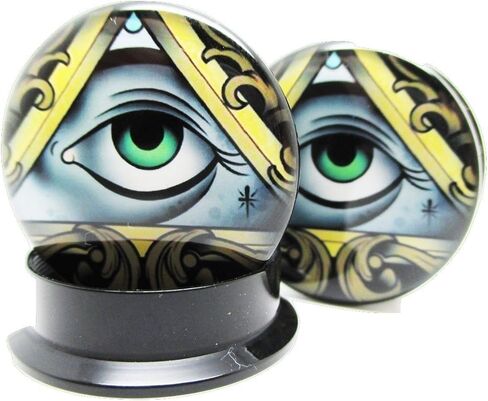 Pierced Republic Eye of Illuminati Ear Plugs - Acrylic - Screw on - New *Pair* in Saudi Arabia