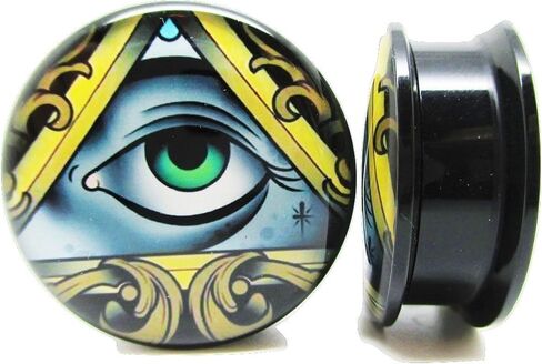 Pierced Republic Eye of Illuminati Ear Plugs - Acrylic - Screw on - New *Pair* in Saudi Arabia