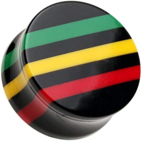 Covet Jewelry Rasta Jamaican Stripe Double Flared Ear Gauge Plug in Saudi Arabia