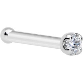 18 Gauge 1/4" Solid 14k White Gold 1.5mm (0.015 cttw) Genuine Diamond Nose Stud Bone in Kuwait