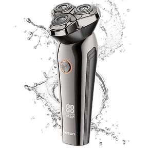 Electric Razor for Men, YASUN Men's Rotary Shaver, Wet/Dry IPX7 Waterproof Electric Shavers for Men with Pop-up Beard Trimmer, Cordless Rechargeable Mens Razor - YS3900 Chrome in Kuwait