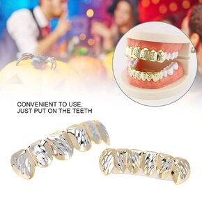 18K Plated Gold Grills Teeth Grillz For Men Women, Bling Grillz For Halloween Party Gift, Hip For Electric Grills Outdoor-Electric-Grills Hop Poker Diamond Top & Bottom in Saudi Arabia