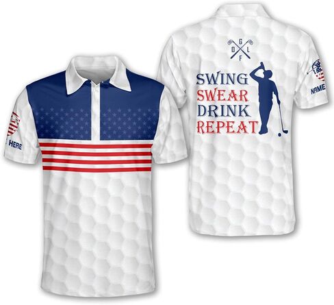 TEEMAN Personalized Fun Golf Shirts for Men, Crazy Golf Shirts for Men, Golf Shirt Short Sleeve Polo for Team in Kuwait