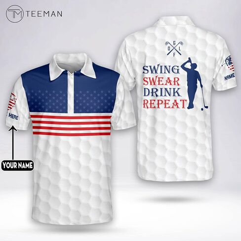 TEEMAN Personalized Fun Golf Shirts for Men, Crazy Golf Shirts for Men, Golf Shirt Short Sleeve Polo for Team in Kuwait