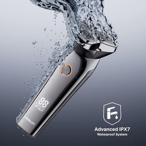Electric Razor for Men, YASUN Men's Rotary Shaver, Wet/Dry IPX7 Waterproof Electric Shavers for Men with Pop-up Beard Trimmer, Cordless Rechargeable Mens Razor - YS3900 Chrome in Kuwait