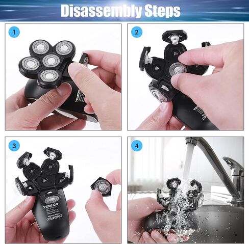 Head Shavers for Bald Men 5 in 1 Electric Rotary Shaver Grooming Kits IPX7 Waterproof Head Shaver Razor with Beard - Hair - Nose Trimmer - Facial Clean - Massage Brush in Saudi Arabia