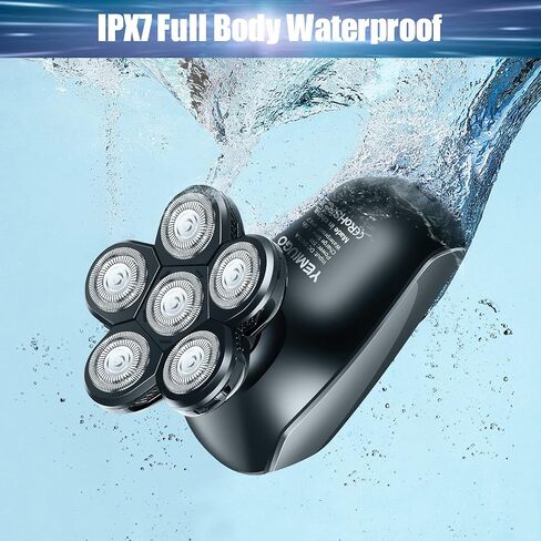 Head Shavers for Bald Men 5 in 1 Electric Rotary Shaver Grooming Kits IPX7 Waterproof Head Shaver Razor with Beard - Hair - Nose Trimmer - Facial Clean - Massage Brush in Saudi Arabia