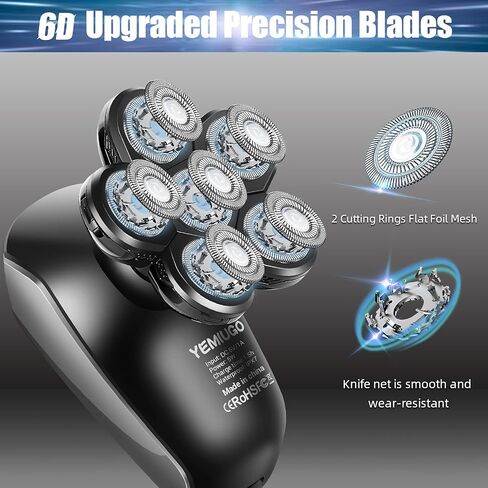 Head Shavers for Bald Men 5 in 1 Electric Rotary Shaver Grooming Kits IPX7 Waterproof Head Shaver Razor with Beard - Hair - Nose Trimmer - Facial Clean - Massage Brush in Saudi Arabia