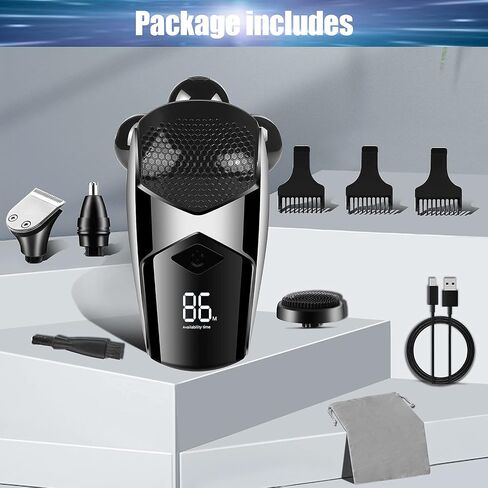 Head Shavers for Bald Men 5 in 1 Electric Rotary Shaver Grooming Kits IPX7 Waterproof Head Shaver Razor with Beard - Hair - Nose Trimmer - Facial Clean - Massage Brush in Saudi Arabia