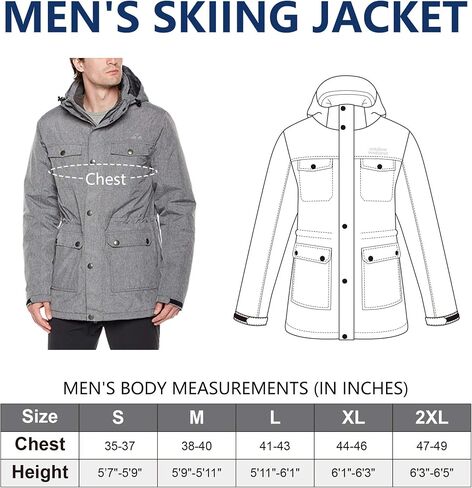 Outdoor Ventures Men's Winter Waterproof Utility Cargo Jacket with 5 Pockets Ski Jacket Snow Coat with Detachable Hood in Saudi Arabia