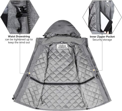 Outdoor Ventures Men's Winter Waterproof Utility Cargo Jacket with 5 Pockets Ski Jacket Snow Coat with Detachable Hood in Saudi Arabia