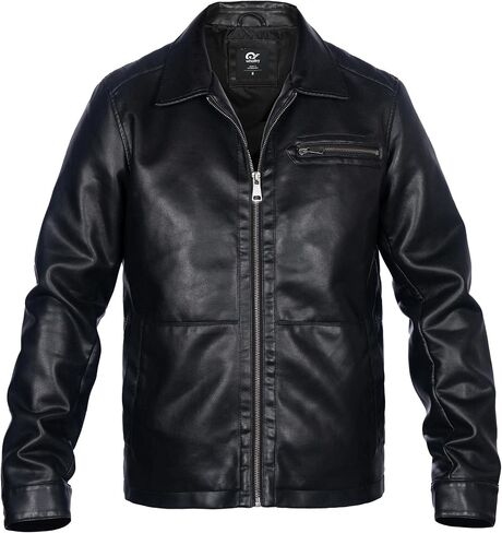 Mens Faux Leather Jacket, Padded Windbreaker, Motorcycle Biker Bomber Coat with Hood in Saudi Arabia