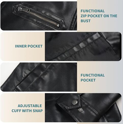 Mens Faux Leather Jacket, Padded Windbreaker, Motorcycle Biker Bomber Coat with Hood in Saudi Arabia