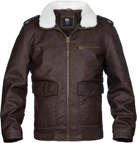 Mens Faux Leather Jacket, Padded Windbreaker, Motorcycle Biker Bomber Coat with Hood in Saudi Arabia