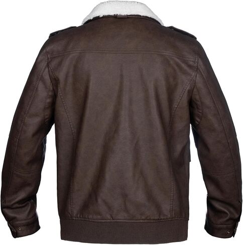 Mens Faux Leather Jacket, Padded Windbreaker, Motorcycle Biker Bomber Coat with Hood in Saudi Arabia