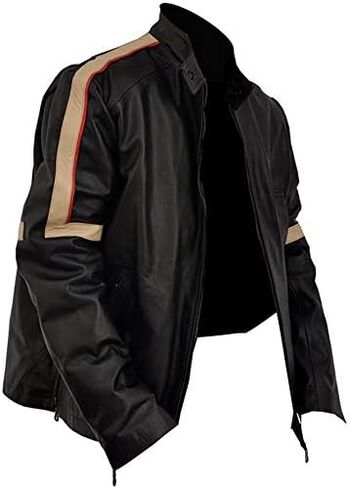 Mens Ray Cruise War Worlds Vintage Cafe Racer Biker Leather Jacket Brown/Black in Saudi Arabia