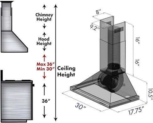 ZLINE KB-36 KB-36 Range Hood, 36 in, Stainless-Steel in Kuwait