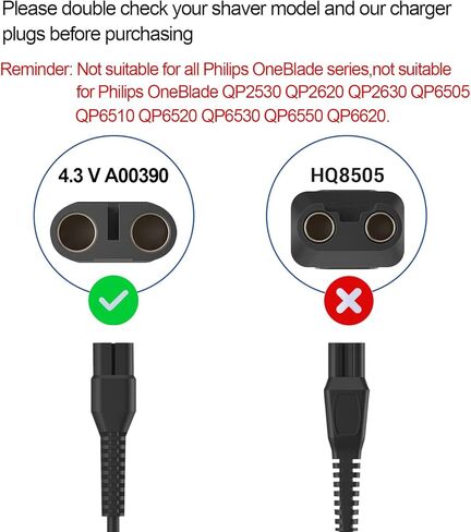4.3V Electric Shaver Power Supply Cord Charger for Philips A00390, for Philips Norelco Oneblade QP2520-Series, QP2520 / 90, QP2520 / 70, QP2520 / 72, Grooming Trimmer Shaver Razor Power Adapter in Kuwait